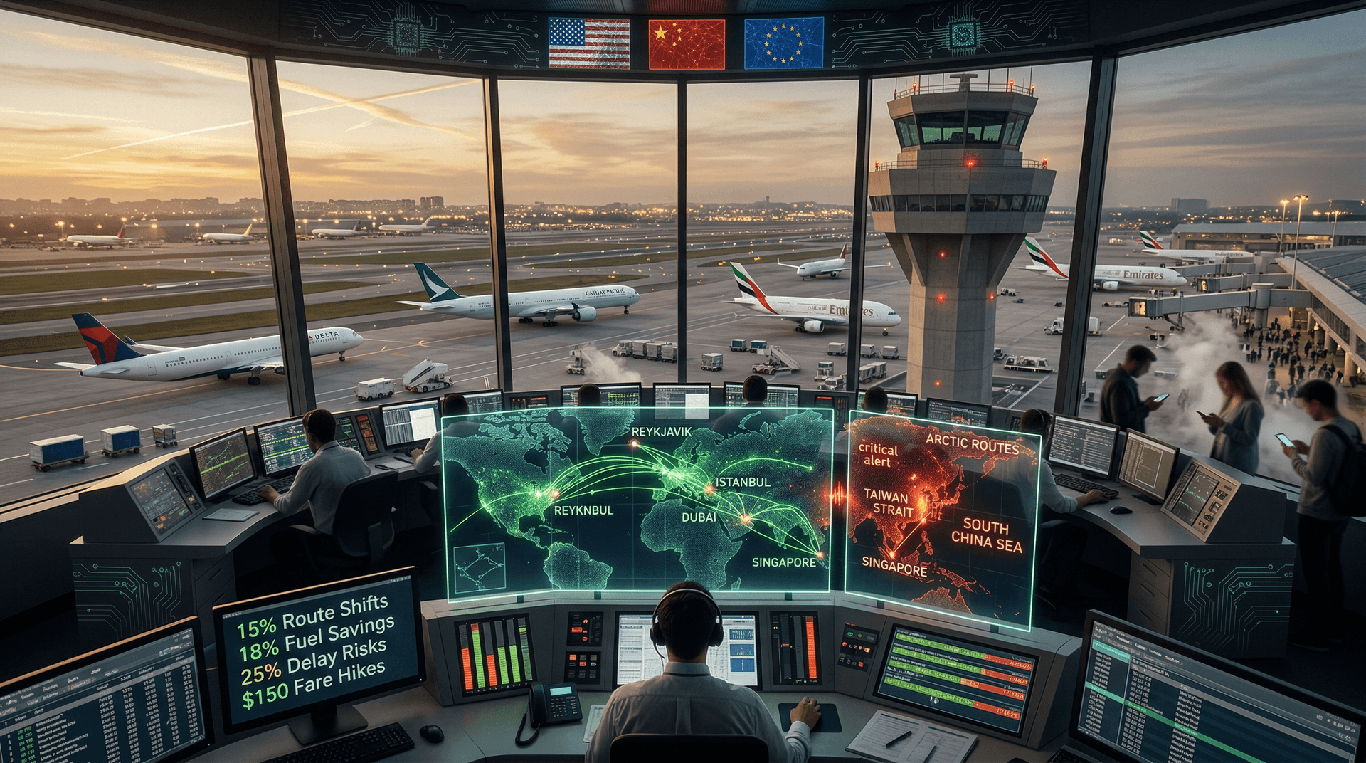 AI Geopolitics Airlines Reroute 15% Paths for 18% Fuel Savings