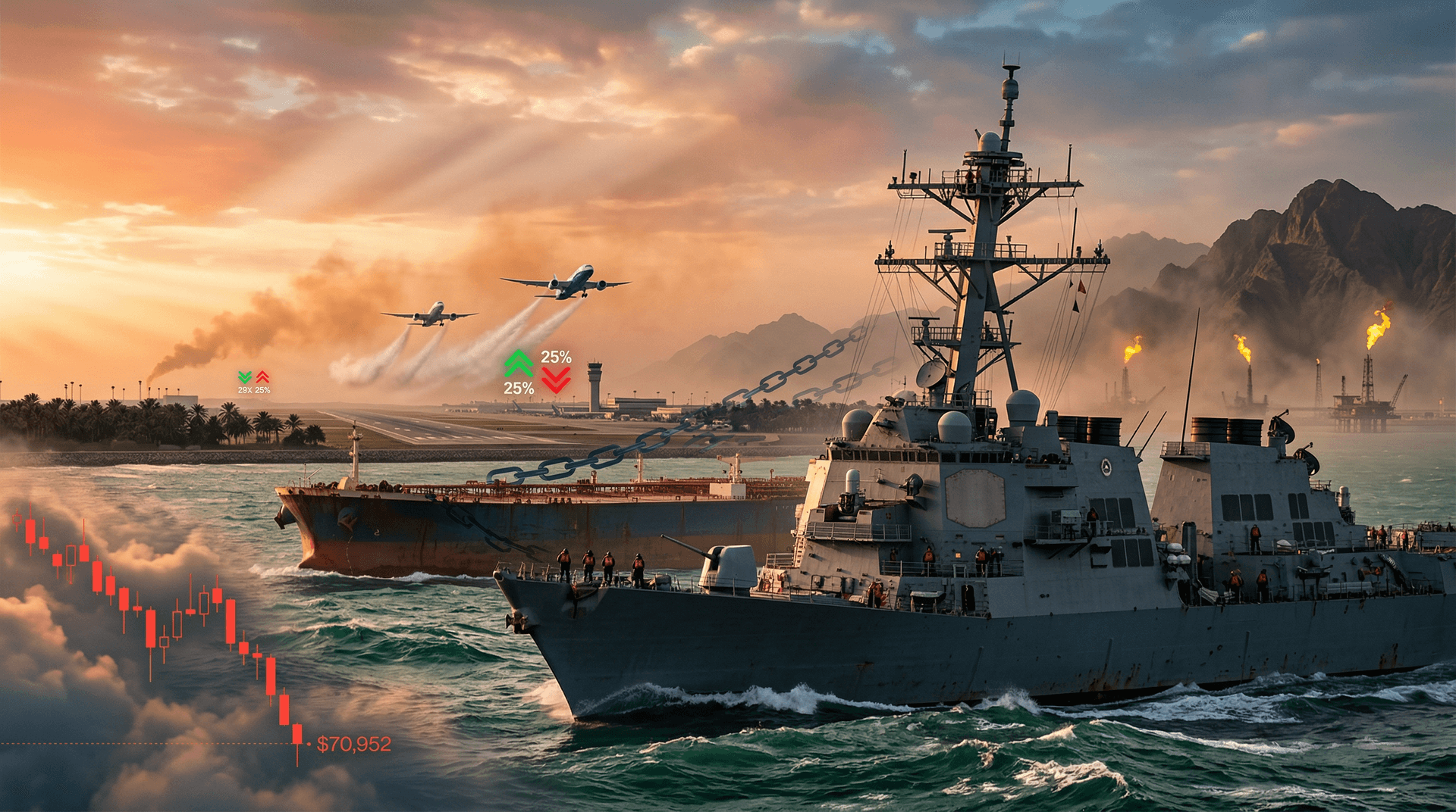 Hormuz Blockade Airline Fuel Surges 25% as Trump Order Drops BTC