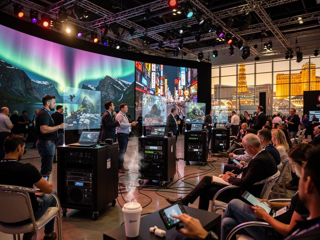 AI immersive LED displays and AV demo booths in Las Vegas Convention Center at InfoComm 2026 expo